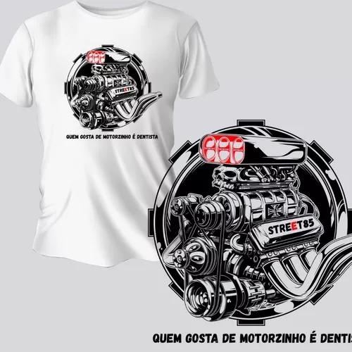 Camiseta masculina Desenho Motor V8 Carro Diagrama Camisa Blusa Branca  Estampada no Shoptime