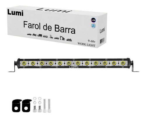 Refletor Holofote Luminaria Farol Slim 12 Leds 36w Barra Cor Da Carcaça Preto Cor Da Luz Branco Frio 12v/60v Bivolt