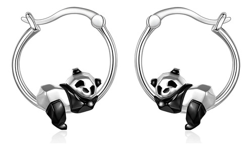 Pendientes De Panda De Plata De Ley Origami Panda Pendientes