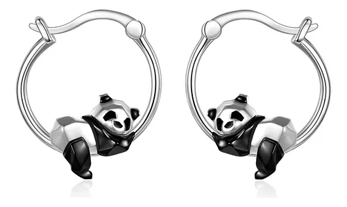 comprar Pendientes De Panda De Plata De Ley Origami Panda Pendientes