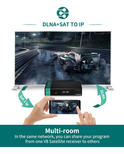 Para Receptor Satélite Digital Multi-stream Hd Gt-media-v8x