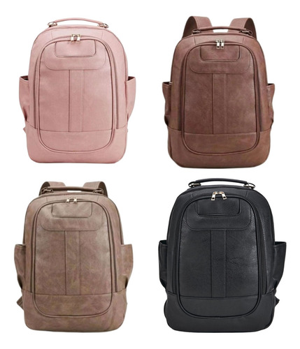 Mochila De Couro Feminina Grande Bolsa De Couro Sua Cor Preto
