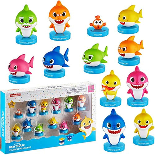 Baby Shark Stampers, 12 Pack Self-inking Baby Shark Toys, Fi