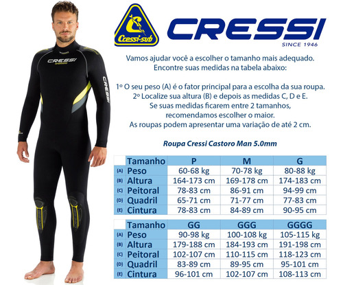 Roupa De Neoprene Para Mergulho Cressi Castoro Man 5.0
