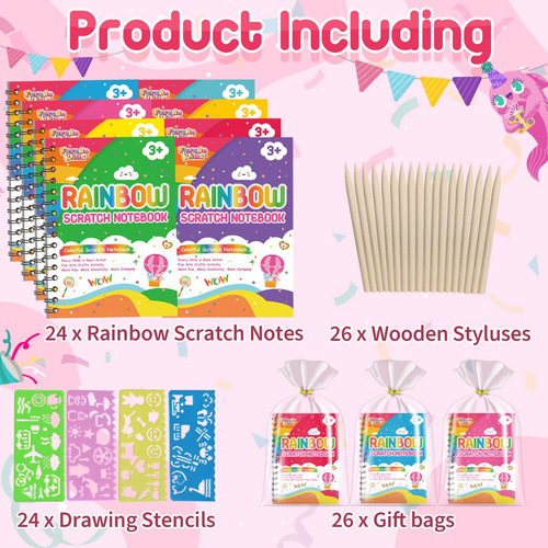 Paquete De 24 Cuadernos De Rayas Arcoíris Para Niños Color
