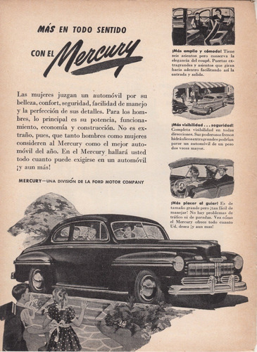 Años 40 Automovil Mercury Publicidad Vintage Revista Epoca