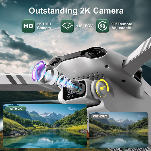 Dron Canketec Con Cámara Hd De 2 K, Gps, Wi-fi De 5 G, Vuelo