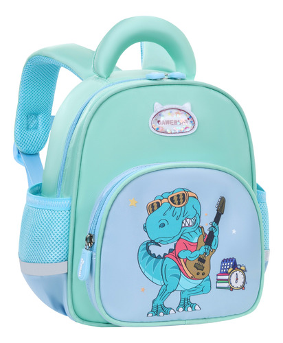Mochila Escolar Infantil Para Niños Ergonómica Impermeable Resistente Pequeña Verde Claro Dinosaurio