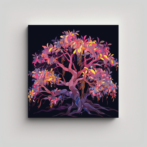 50x50cm Cuadro Lienzo Banyan Tree En Colores Vibrantes