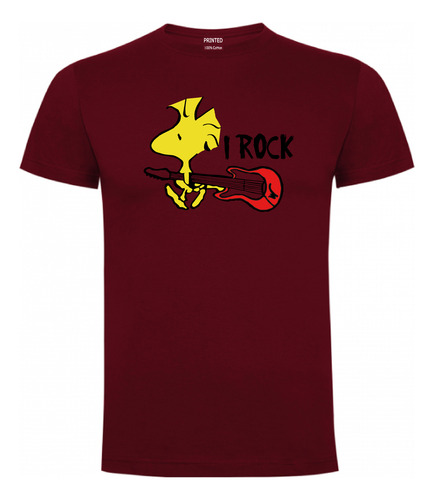 Polera Estampado Snoopy Woodstock Rock