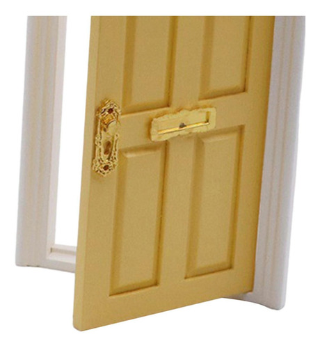 1:12 Puerta Multiusos De Madera Para Casas De Amarillo
