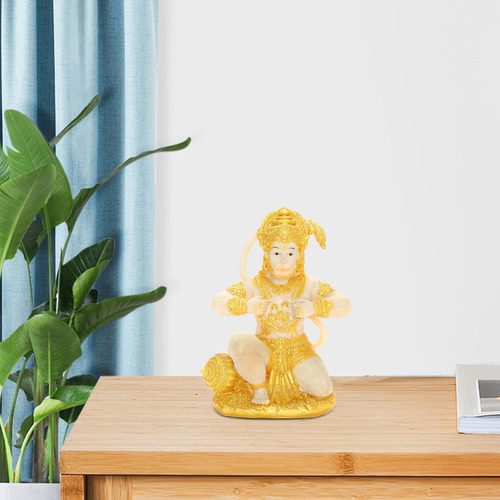 Escultura Hanuman Hindú Chapada En Oro Figura De Mono