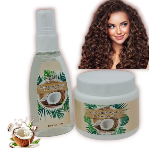 Kit Activador De Rizos Y Crema Rizadora Con Aceite De Coco