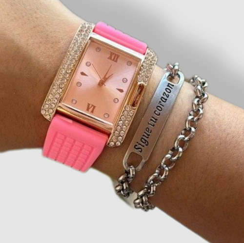 Reloj Pulsera Mujer Con Detalles En Dorado Y Strass. 