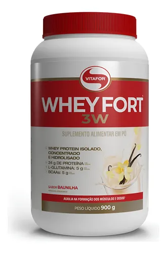 suplemento alimentar Whey Fort 3W Baunilha 900g Vitafor