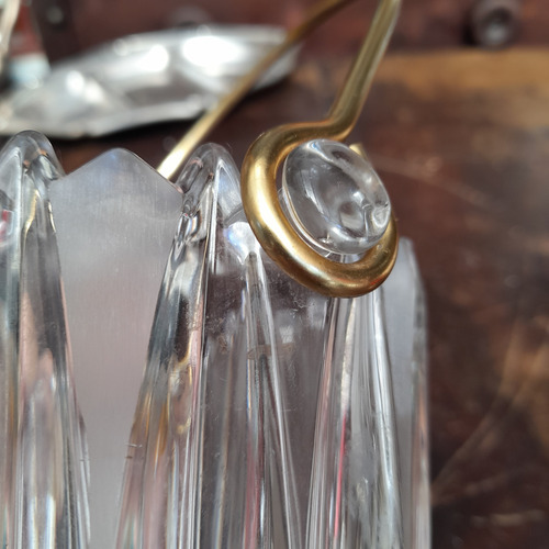 Imagem 8 de 10 de Balde De Gelo Cristal Grosso E Folheado A Ouro, Antigo