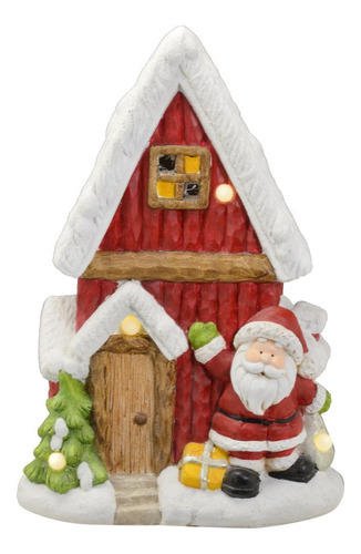 Casa Natalina Para Jardim Com Papai Noel E Luz De Led