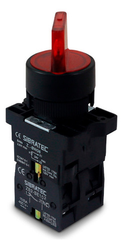Chave Seletora Iluminada Ek3465 3 Posições Vermelho 24v 2nf