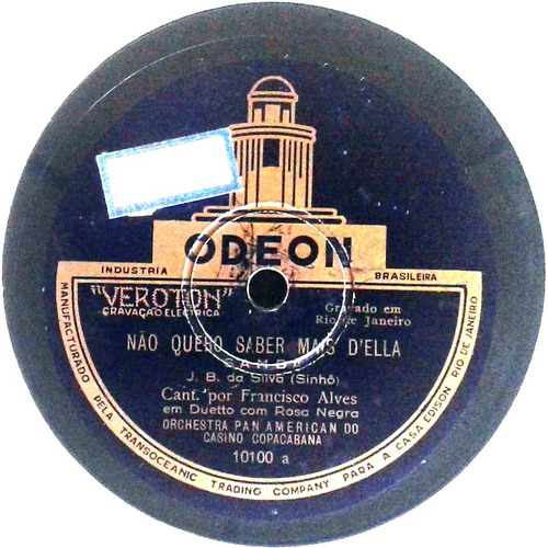 78 Rpm Francisco Alves, Rosa Negra 1928 Odeon 10100 Edison