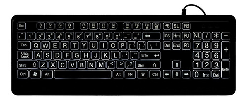 . Teclado Com Fio De Letras Grandes Branco Negrito Letras