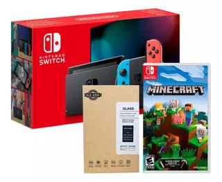 Nintendo Switch 2019 Neon Bateria + Minecraft + Mica