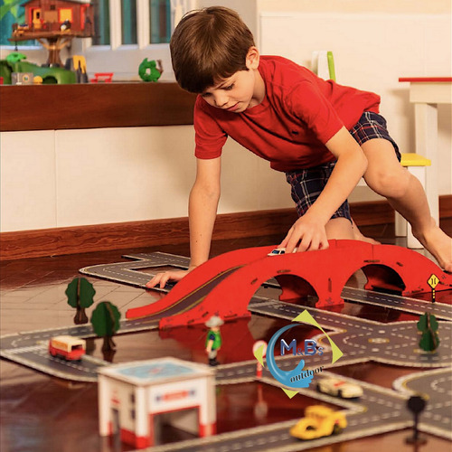 Imagen 4 de 9 de Mega Kit Pista Auto Calles 42 Piezas Juego Encastre Niños