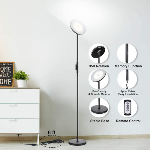Lámpara De Pie Joofo 30w Luz Led 2400lm Moderna Negra Color De La Pantalla Color De La Estructura