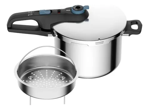 Panela De Pressão Rochedo Inox Trendy 6 litros Fechamento Externo Com Cesta De Vapor