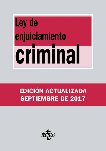 Libro Ley De Enjuiciamiento Criminal 2017 De Editorial Tecno