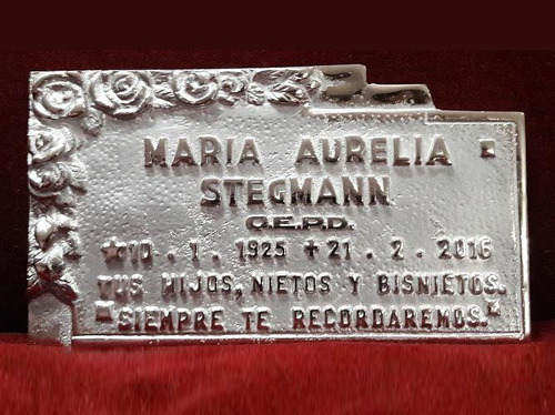 Placa Recordatoria Cementerio 23x13 Fundicion Bronce Flores