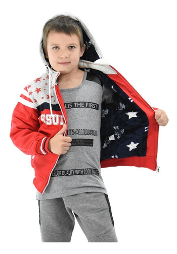 Imagen 7 de 9 de Campera Niño Abrigada Corderito Joggin Deportivo Importada