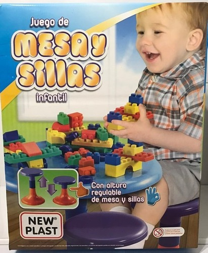 Mesa Infantil Didáctica Con Sillas Y Bloques Encastre 