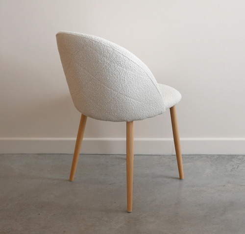 Silla Comedor Tapizada Moderna Zamibia Myanmar Wood Thea Asiento Crema Boucle