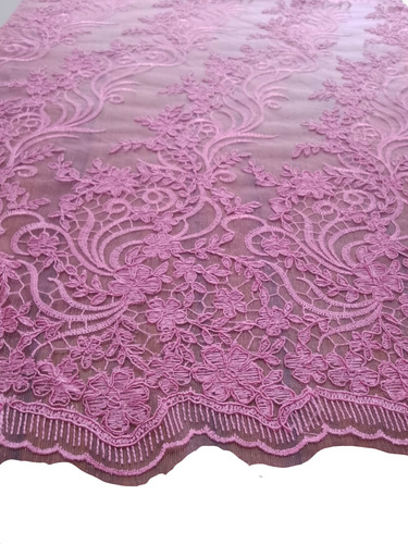 Tela Tul Bordado Fucsia Con Rebrodé Y Lurex Rosa Fucsia Tul Bordado