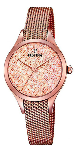 Reloj Festina F20338/2 Mujer Malla Tejida Cristal Swarovski Color De La Malla Rose Color Del Bisel Rose Color Del Fondo Rose