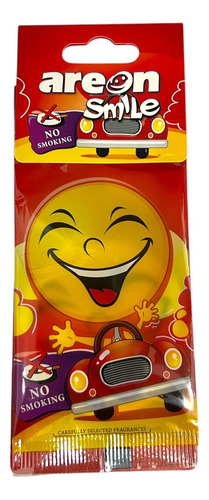 Desodorante Automotriz Areon Dry Smile Emoji Colgante Color Rojo Fragancia No Fumar