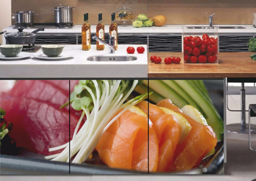 Adesivo Parede Painel Cozinha Oriental Sashimi Clássico Novo