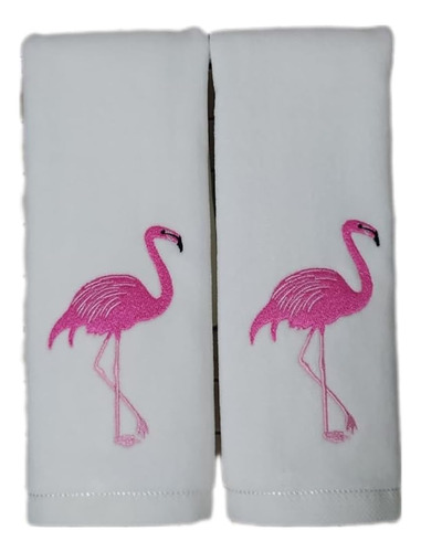 Paquete De 2 Toallas De Mano Flamingo Blancas, 100% Algodón 
