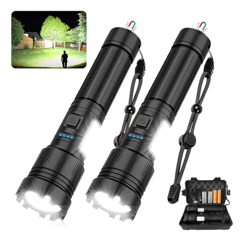 comprar 2pcs Lampara Tactica Rechargeable Led Linterna Ultra Potente Linterna Negro Luz Blanco