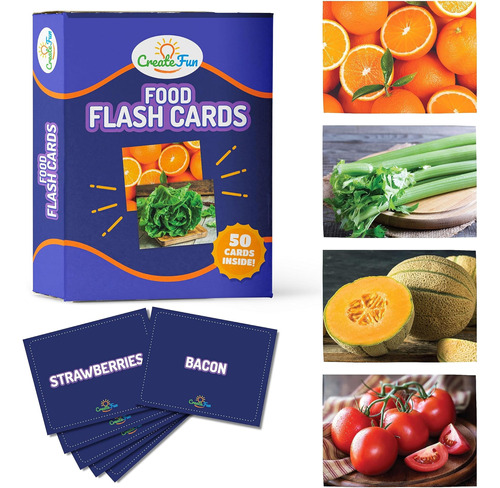 Tarjetas Flash De Alimentos - 50 Tarjetas Flash Educativas P
