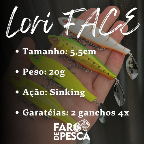 Isca Artificial Lori Face 85 Sinking Tucunaré Robalo Traíra Cor Kiwi