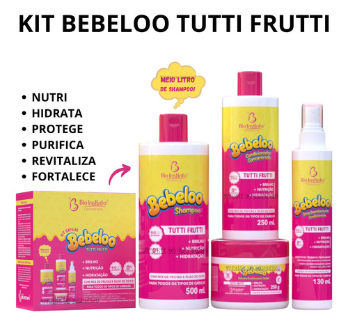 Kit P/ Todos Os Tipos De Cabelo Capilar Bebeloo Tutti Frutti