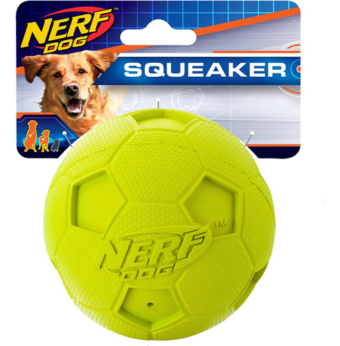 Nerf Dog 4in Soccer Squeak Ball Verde, Juguete Para Perros, 