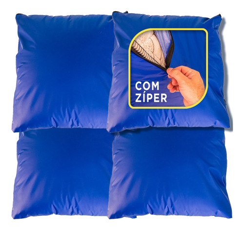 Kit 4 Capas Almofada Fronhas 45x45cm Impermeável Uso Externo Cor Azul Medida