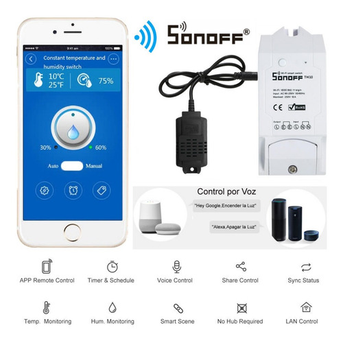 Sonoff Sensor De Temperatura Y Humedad Wifi Th16 + Sonda ®