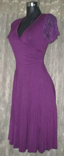 Vestido Violeta Escote Cruzado Strech T-xs