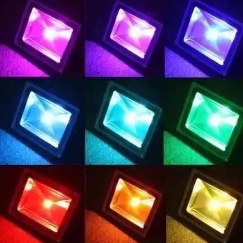 Imagen 4 de 8 de Reflector Rgb 20w Led 220v Control Remoto Colores Exterior