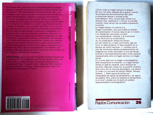 Estudios Sobre Cine. La Imagen Movimiento- Deleuze (2 Tomos) (Usado)