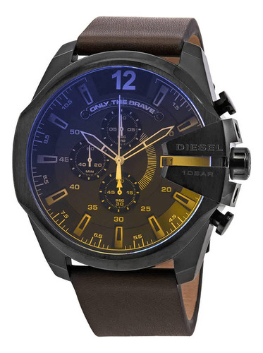 Reloj Diesel Mega Chief De Cuero Marrón Para Hombre Dz4401