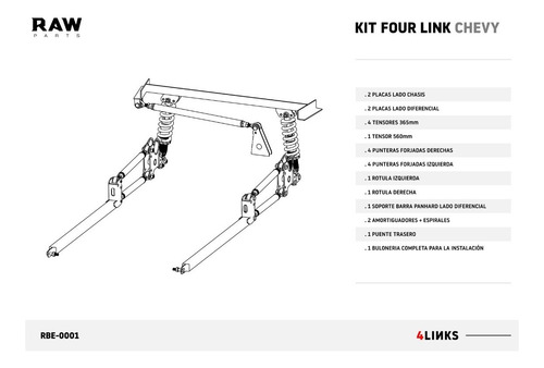 Imagen 4 de 6 de Four Link Chevy Coupe C Amortiguadores Regulables Raw Parts